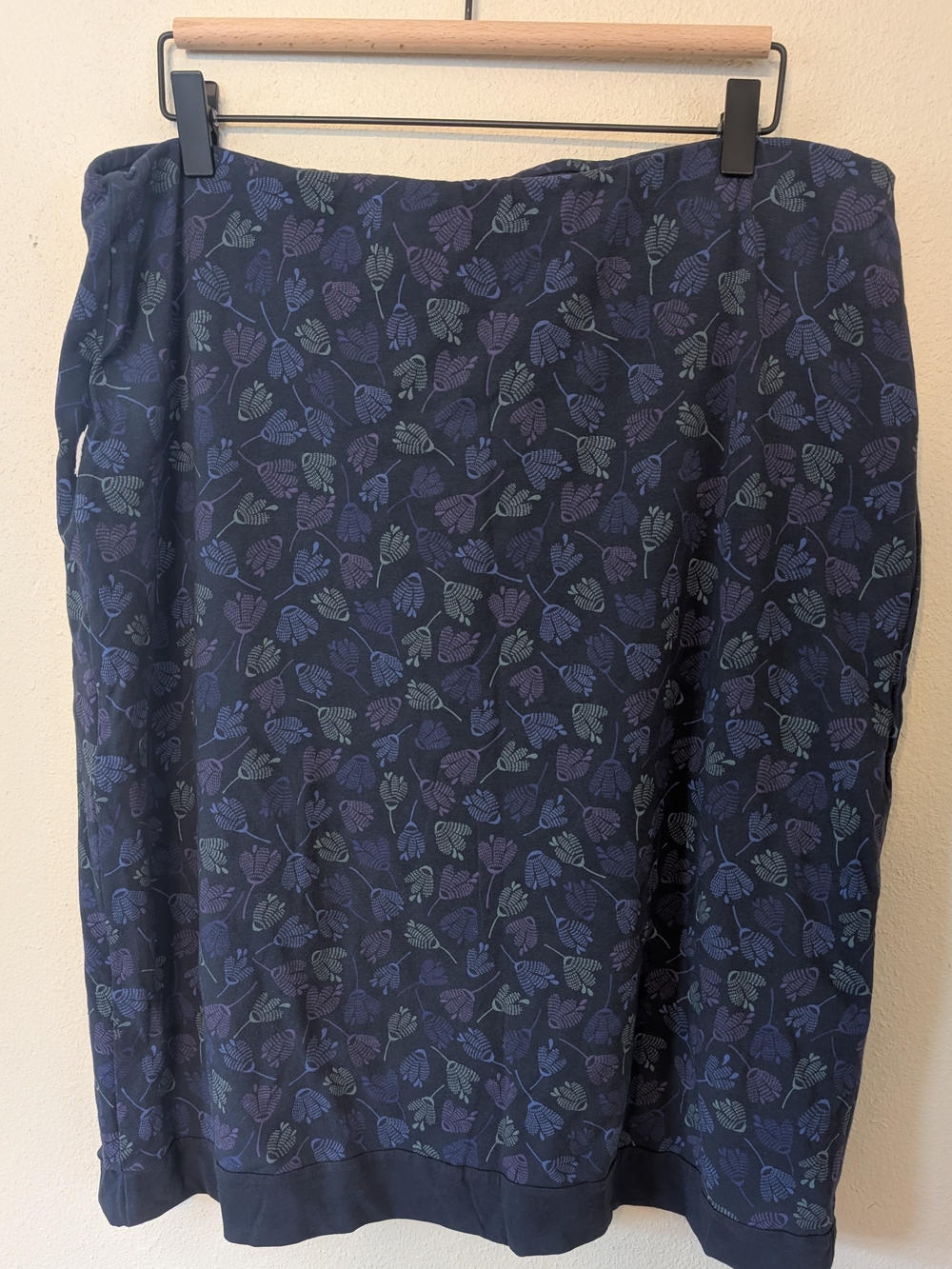 Gudrun Sjoden Navy Midi Skirt with Blue and Purple Floral Print
